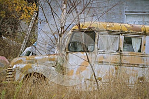 Old van in yard