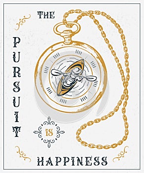 old vector illustration The pursuit is happiness