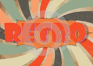 Old vector retro vintage lettering on sun rays background.