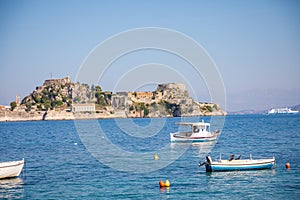 Old Venetian fortress and Hellenic temple at Corfu, Ionian Islands, Greece