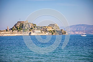 Old Venetian fortress and Hellenic temple at Corfu, Ionian Islands, Greece