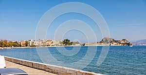 Old Venetian fortress and Hellenic temple at Corfu, Ionian Islands, Greece