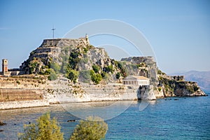 Old Venetian fortress and Hellenic temple at Corfu, Ionian Islands, Greece