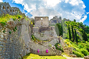 Old Venetian fortress at Lovcen mountain above Kotor town Montenegro