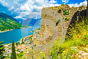 Old Venetian fortress at mountain above Kotor town Montenegro
