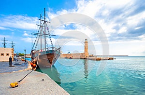 Old Venetian harbor of Rethimno, Crete.