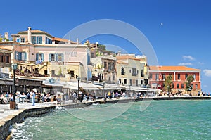 Old Venetian Harbour in Chania, Crete, Greece.