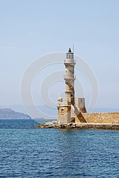 The old venetian lighthouse at Chania on the greek island of Crete