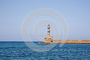 The old venetian lighthouse at Chania on the greek island of Crete