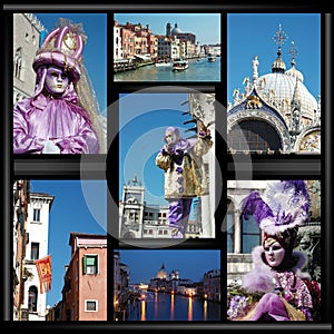Old Venice collage with masks