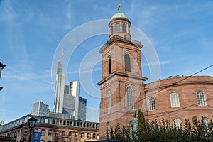 Old versus new concept - old architecture in front of the new buildings