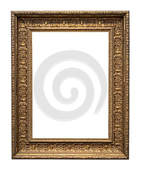 old vertical carved wide golden picture frame