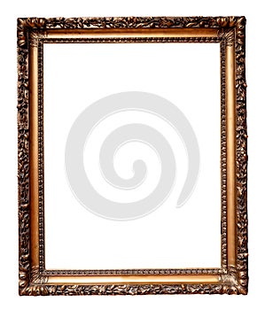 old vertical dark golden picture frame cutout