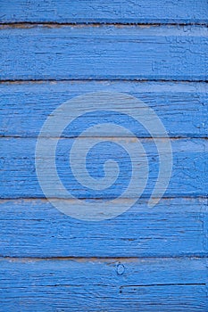Old vibrant blue painted wooden background photo
