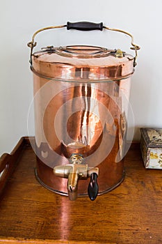 Old victorian copper tea urn