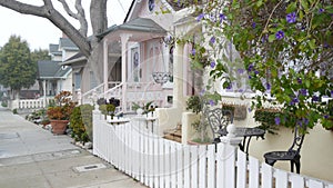 Old victorian style houses, historic Monterey, California. Colonial architecture