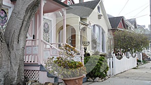 Old victorian style houses, historic Monterey, California. Colonial architecture