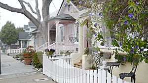 Old victorian style houses, historic Monterey, California. Colonial architecture