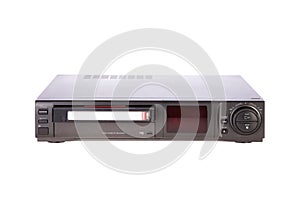 Old Video Cassette Recorder ejecting tape photo