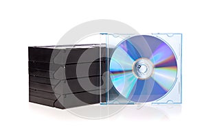 Old Video Cassette tapes with a DVD disc isolated