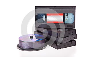 Old Video Cassette tapes with DVD discs