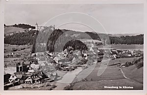 An old  view of Strassburg in Karten, Austria