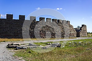 Old viking wall on Oland island photo