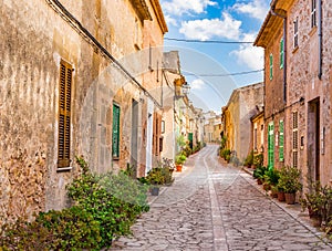 Old village of Deia with rustic stone houses on Mallorca