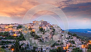 Old village Gordes in the evening, Provence, France