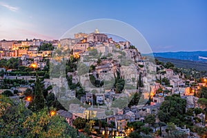 Old village Gordes in the evening, Provence, France photo