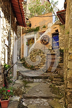 Old village lane, Fanghetto, Liguria, Italy