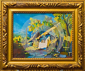 Old village lifestyle painting photo