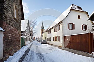 Old Village Street In Winter, Germany