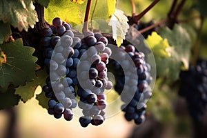 Old Vine with Red Wine Grapes. created with Generative AI