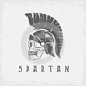 Old Vintage Antiques Skull Spartan warrior vector design