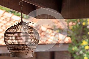 The old vintage bamboo bird cage