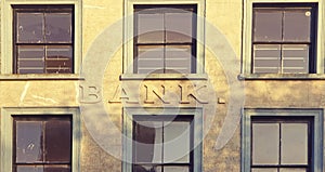 Old vintage Bank sign closed out of business closure UK