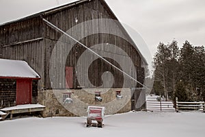 Old Vintage Barn and Sleigh