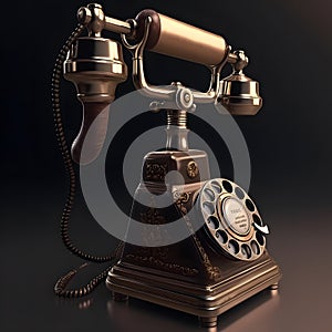 Old vintage black and gold phone