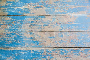 Old vintage blue and beige painted wooden planks. Rustic background texture
