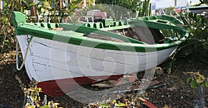 Old vintage boat out of the water