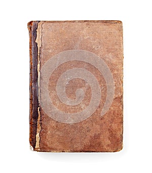 Old vintage book isolated on white background top view