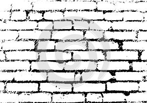 Old vintage brick wall. Background, pattern black and white. Vector