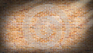 Old vintage brick wall with day light effect texture and background. Use for brick artwork concept.