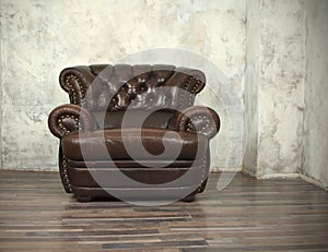 Old vintage brown leather chair