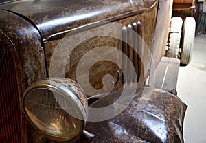 Old vintage car in workshop