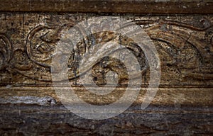 Old vintage carving frame scratched wood detail grunge pattern surface abstract texture background