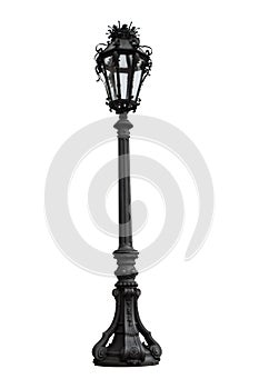 Old Vintage Cast Iron Street Lamp Post Isolated