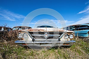 Old Vintage Chrysler 300 Car, Junk Yard