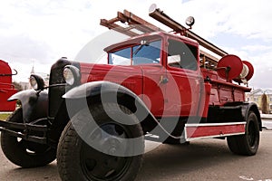 Old vintage classic fire truck.